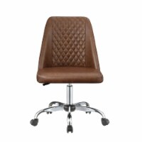 Upholstered Diamond Tufted Back Office Chair in Brown