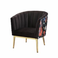 Black Velvet Upholstered Accent Chair in Gold Finish