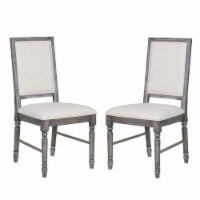 Set of 2 Linen Upholstered Side Chair in Weathered Gray Finish
