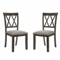 Set of 2 Upholstered Side Chair in Weathered Gray Finish