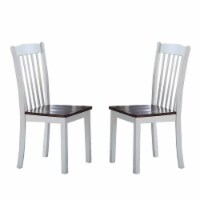 Set of 2 Wood Side Chair in White and Walnut Finish