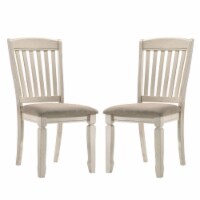 Set of 2 Tan Fabric Side Chair in Cream Finish