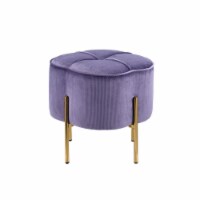 Round Ottoman with Gold Legs in Lavender