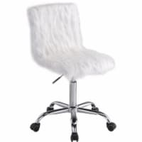 Office Chair in White Faux Fur and Chrome