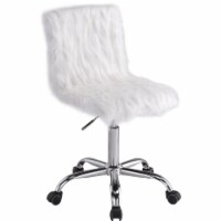 Office Chair in White Faux Fur and Chrome