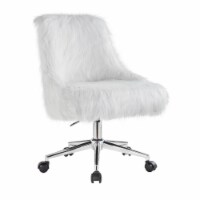 Office Chair in White Faux Fur and Chrome