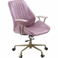 Office Chair with Bucket Seat in Pink Top Grain Leather