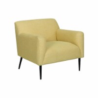 Fabric Upholstered Accent Chair with Metal Legs in Lemon and Black