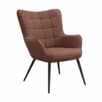 Fabric Upholstered Accent Chair with Arms and Metal Legs in Rust and Matte Black