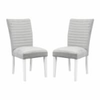 Set of 2 Velvet Upholstered Side Chair in White and Gray Finish