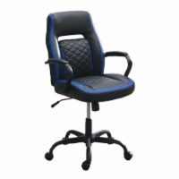 Upholstered Office Chair with Padded Armrests in Black and Blue