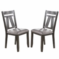 Set of 2 Dining Chair with Slat Back in Grey