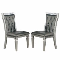 Set of 2 Dining Chair with Button Tufted in Dark Grey
