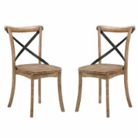 Set of 2 Side Chairs with X-Shape Back in Rustic Oak