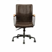 Top Grain Leather Office Chair with 5-Star Base in Distress Chocolate and Black