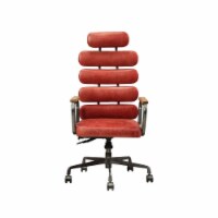 Top Grain Leather Office Chair with 5-Star Base in Antique Red