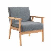Linen Fabric Accent Chair in Gray and Natural