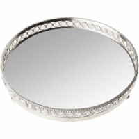 Jiallo 72837 11.25 in. Dia. Sparkle Round Mirror Tray with Beaded Crystals