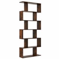 Hivvago 6 Tier S-Shaped Bookshelf Storage Display Bookcase Decor Z-Shelf -Coffee Perspective: Main
