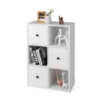 Hivvago 3-Tier Bookshelf with Anti-toppling Device for Living Room-White Perspective: Main