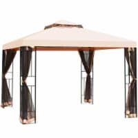 Hivvago 10 x 10 Feet 2-Tier Vented Metal Canopy with Mosquito Netting Perspective: Main