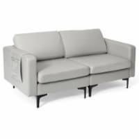 Hivvago Modern Loveseat Sofa Couch with Side Storage Pocket-Light Gray Perspective: Main