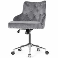 Velvet Office Chair Tufted Upholstered Swivel Computer Desk Chair w/ Nailed Trim
