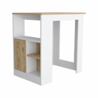 Kitchen Island With 1-Door Cabinet And Side Shelves- White / Macadamia -Kitchen