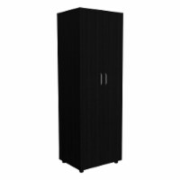 Aurora Armoire, Two Internal Shelves, Rod, Two-Door Armoire-Black, For Bedroom
