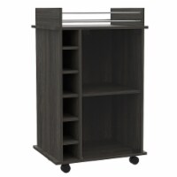 TUHOME Dukat Wine and Liquor Bar Storage Cabinet Cart with Glass Door, Espresso