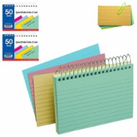 2 Pack Spiral Bound Index Cards 3  X 5  Ruled 50Ct Assorted Colors School Office