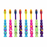 8 X Ball Polka Dot Toothbrush Set Suction Cup Stand Soft Bristles Kids Oral Care