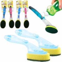 Clean House 2 Soap Dispenser Scrubber Cleaner Dish Wand Brush Scrub Refill Washing Kitchen !