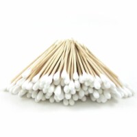 200 PCS 6  Long Wooden Handle Cotton Swabs Cleaning Applicators Sturdy Gun Oil