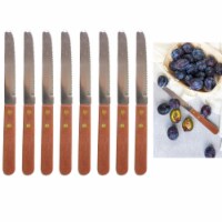 8 Steak Knife Serrated Edge Steel Wooden Knives Stainless Steel Cutlery Utensil