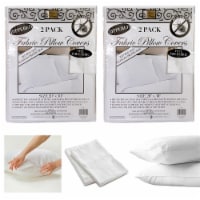 4 White Non-Woven Fabric Pillow Cover Case Waterproof Zippered Protector 20 X30