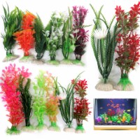 12 Pc Ornament Aquarium Decoration Plastic Water Grass Fake Plants Fish Tank 6