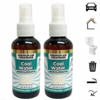 2 Cool Water Odor Removing Spray 4oz ea Odor Absorber Home Bathroom Pet Car Gym