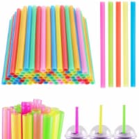 60 Jumbo Drinking Straws Wide Neon Milkshake Smoothie Plastic Bar BPA Free Large