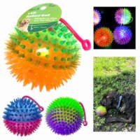 4 Pc Dog Toy Spike Balls Squeaky Flashing LED Light Up Bounce Pets Cat Large 5