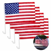 4 PC United States American Flag Patriotic Car Window Clip on USA Flag 19 x 12