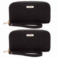 2 Women's RFID Blocking Double Zip Wrist Wallet Nylon Holder Card Pouch Travelon
