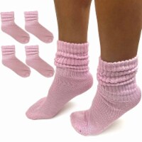 4 Pairs Girls Cotton Slouch Socks Plush Soft Thick Knit Scrunch Junior 6-8 Pink