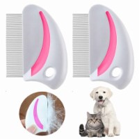 2 Pc Stainless Steel Comb Dog Cat Pet Flea Metal Brush Shedding Detangling Tool