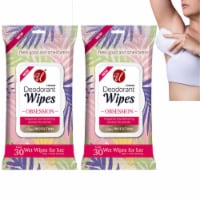 2 Packs Women's Deodorant Wipes Refreshing Moist Body Cleaning Fresh Scent 60 Ct