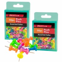 100 Pc Push Pin Thumb Tack Multi Color 7/8 Cork Board Bulletin Office Pushpin