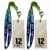 2 Pc NFL Seattle Seahawks Ombre Lanyard 12th Man Ticket Credential Badge Holder