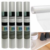 4 Roll Shelf Liner Non Adhesive Drawer Mat No Slip Grip Ribbed 12 X30 Pad Clear
