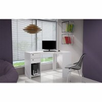 Modest Palermo Classic  L  Shaped Desk with 2 Drawers and 1 Cubby in White