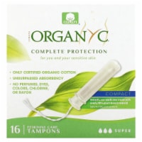 Organyc 100% Certified Organic Cotton Tampons, Plant-Based Eco-Applicator, Super Flow, 16 Perspective: Main